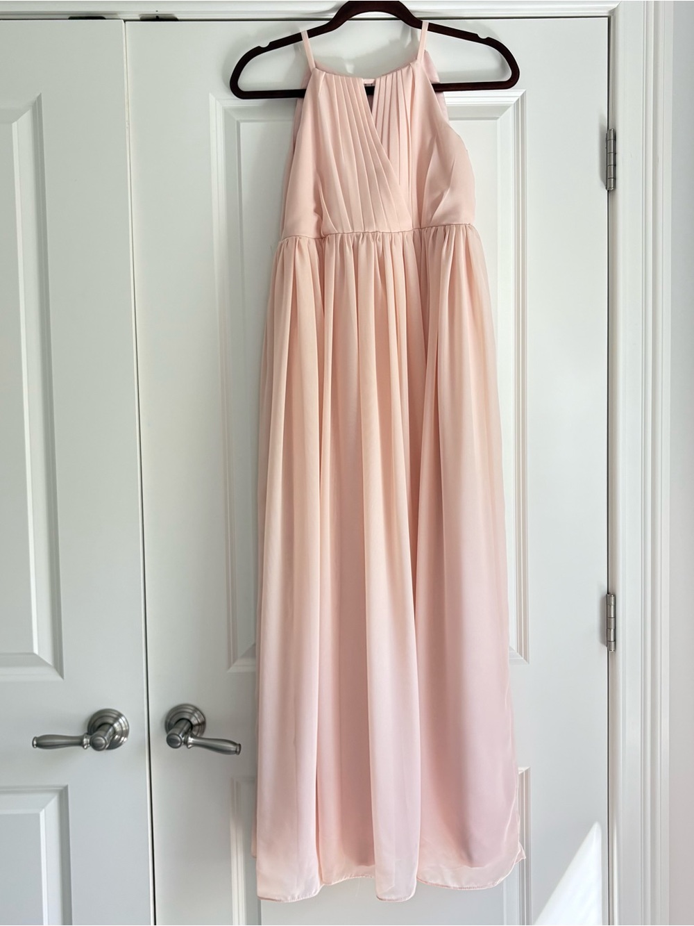 Girls' Blush Pink Halter Chiffon Dress